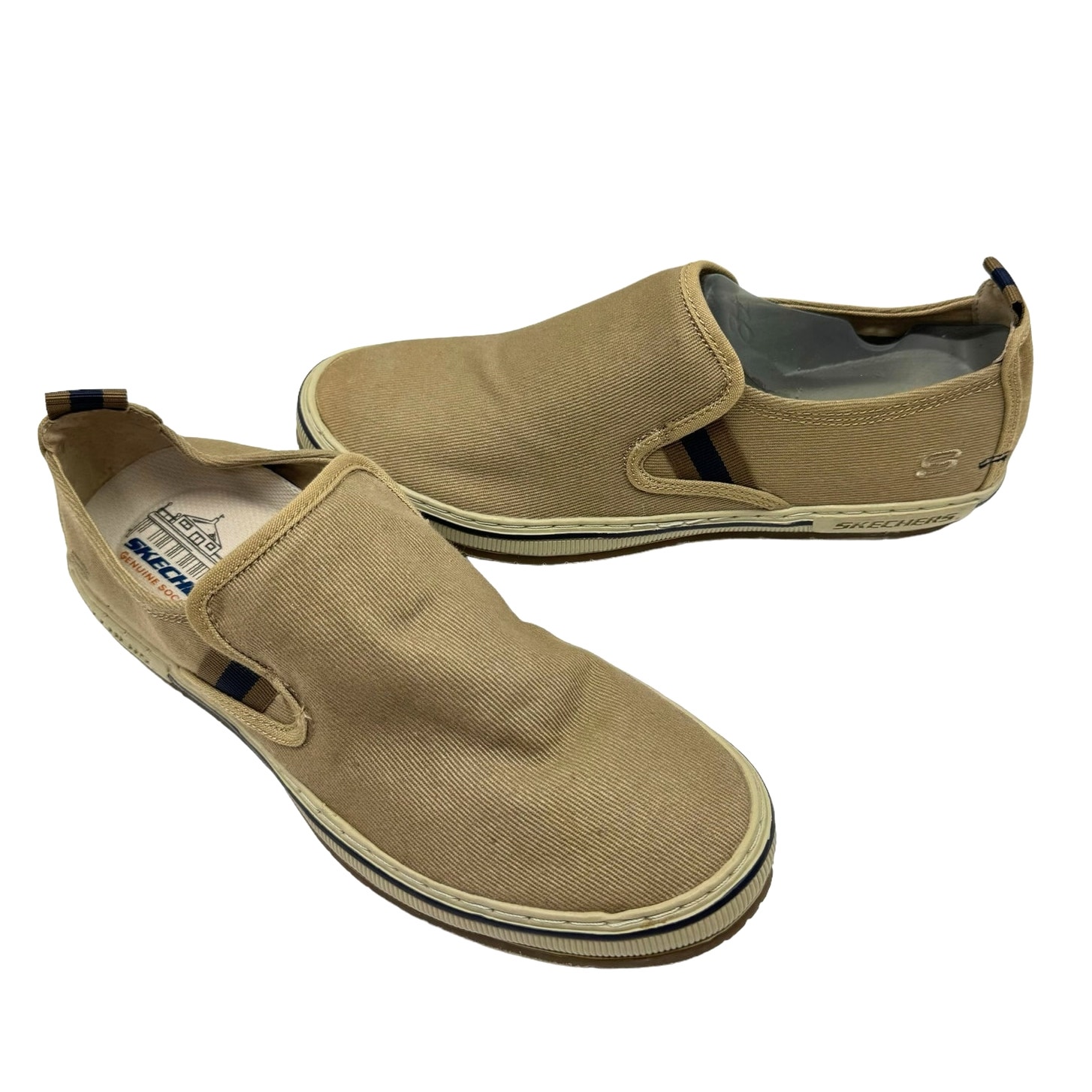 Skechers NWOB Men's Tan Canvas Slip On Comfort Boat Shoes Casual Sneaker