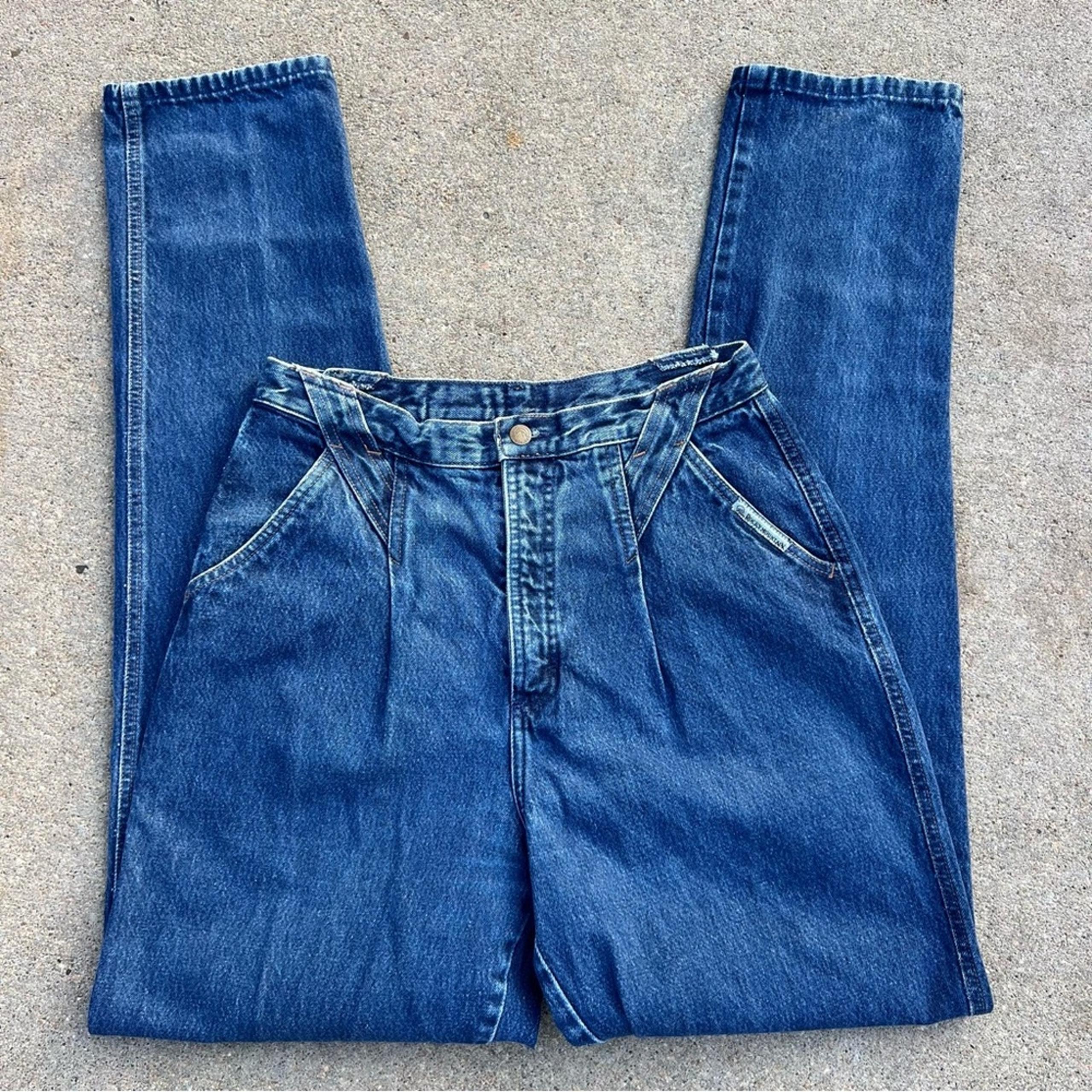 VTG 80s Rockies Bareback High Rise Pleated V Yoke ribcage cowgirl western jeans
