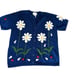 Vintage Short Sleeve Cardigan Blue Floral Daisy Sz L Grannycore Whimsy Fairy