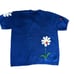 Vintage Short Sleeve Cardigan Blue Floral Daisy Sz L Grannycore Whimsy Fairy