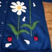 Vintage Short Sleeve Cardigan Blue Floral Daisy Sz L Grannycore Whimsy Fairy