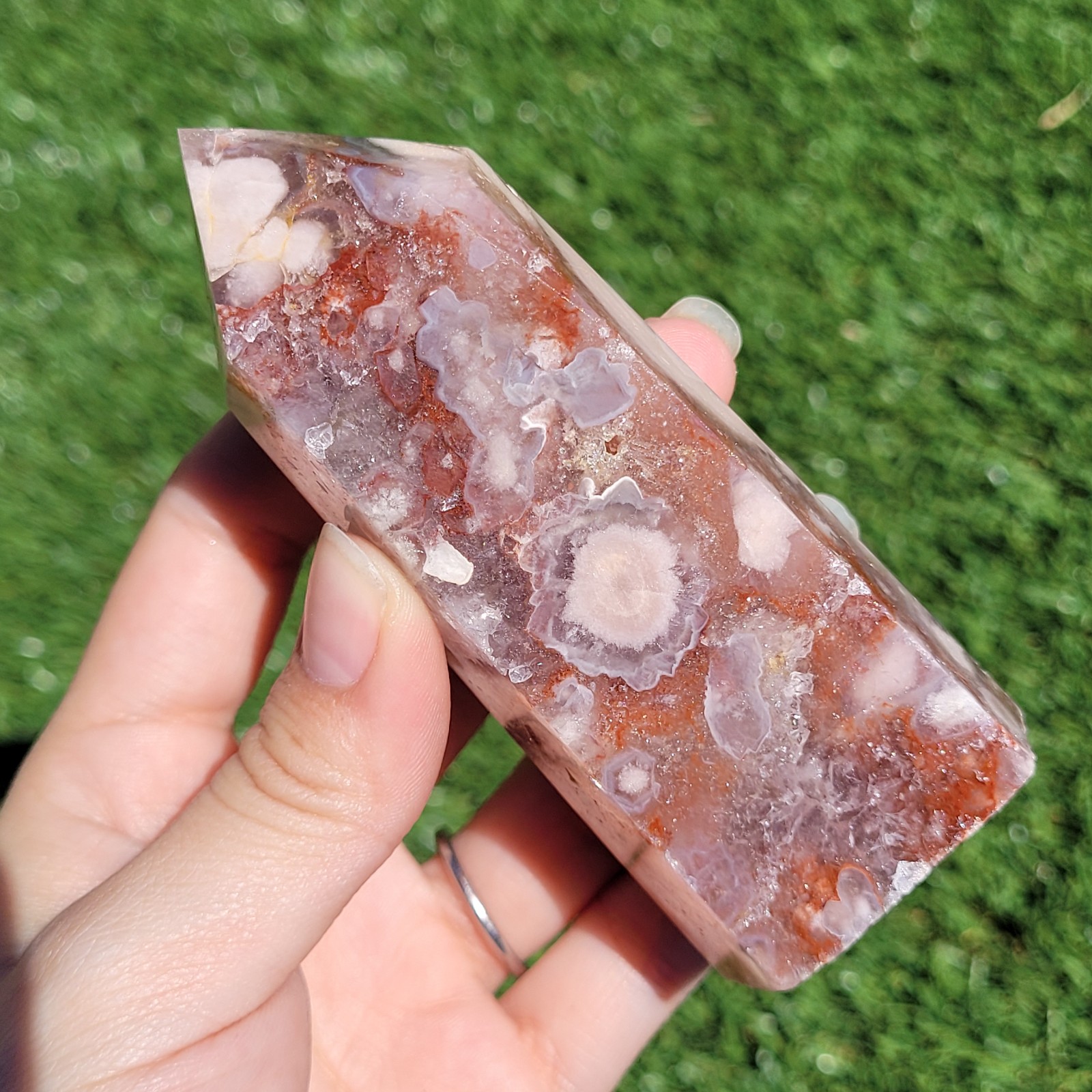 Carnelian Amethyst Flower Agate Tower