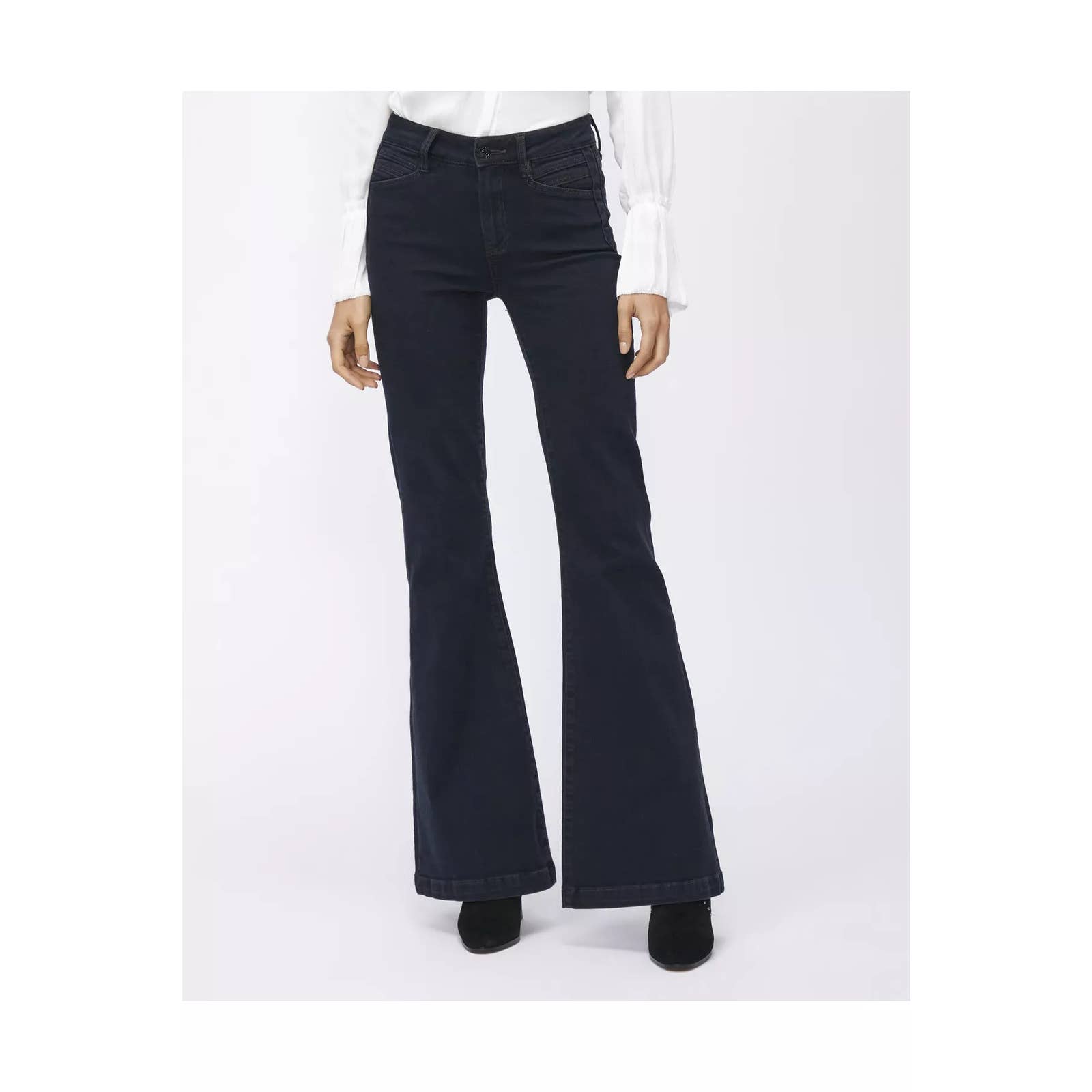 PAIGE Genevieve Meira Pants High-Rise Flare Legs Dark Rinse Flawed 26 NWT