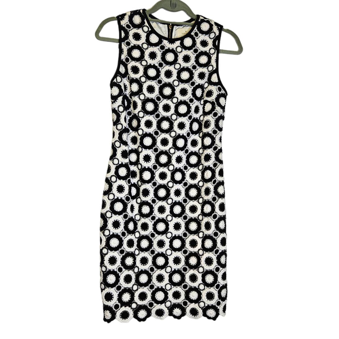 Kate Spade 2 Guipure Lace Sheath Dress Black White Mod Retro Career Rosette