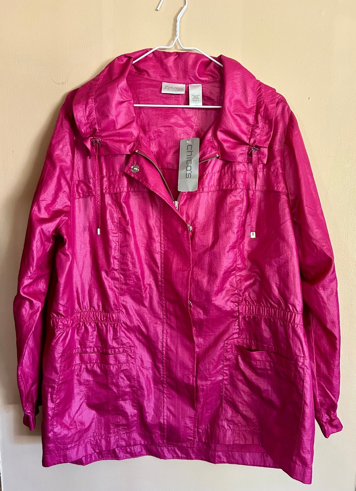 Zenergy by Chico’s Women Size 3 Fuschia Pink Lightweight Spring Jacket - NWT
