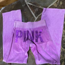 Pink velour flare pant y2k