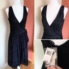 NWT Vintage Betsey Johnson 90s Black Leopard Print Faux Wrap Dress XS