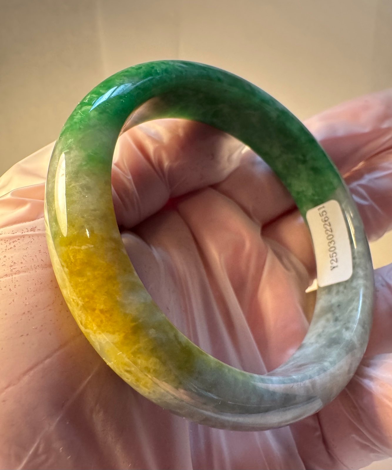 Certified 57.5mm Natural Grade A Green Burma Jade jadeite Bangle 2651