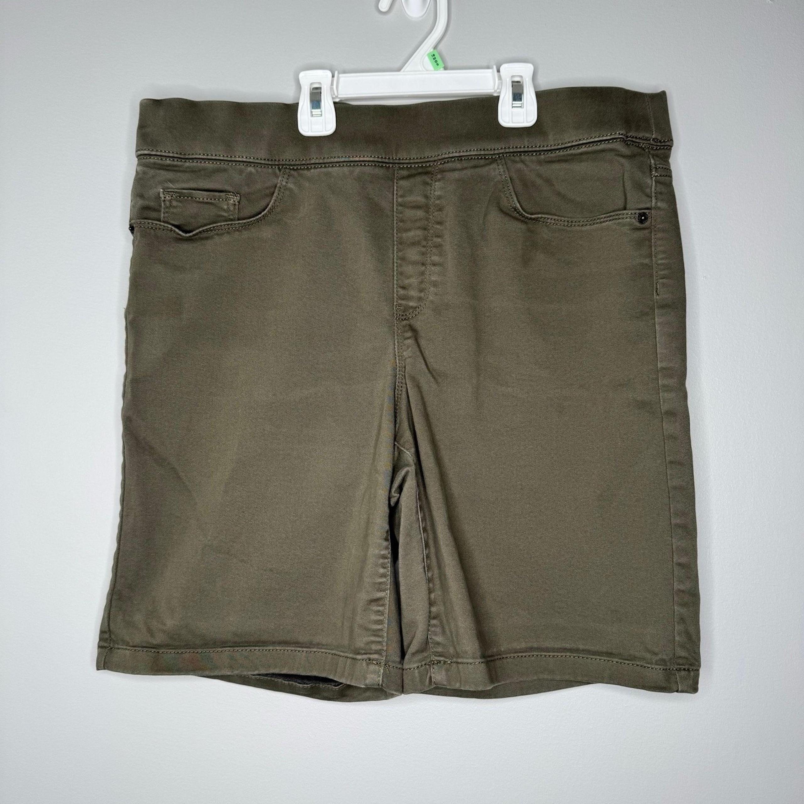 DKNY Jeans Olive Stretch Bermuda Shorts Women's Size L Stretch 8" Inseam