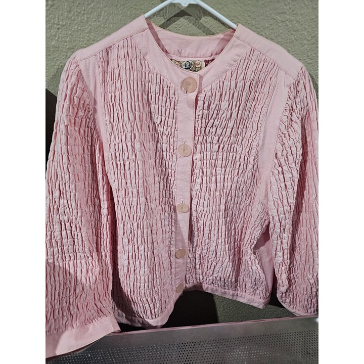Bis Bis California Sunwashed Vintage Wrinkled Pink Jacket Women's Large