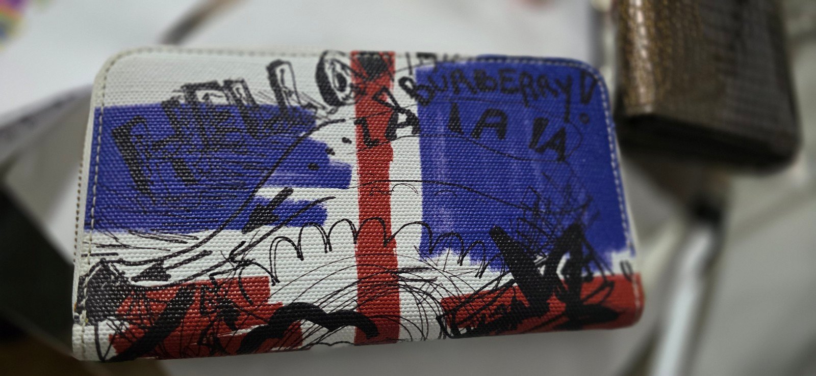 Wallet BURBERRY long wallet blue canvas