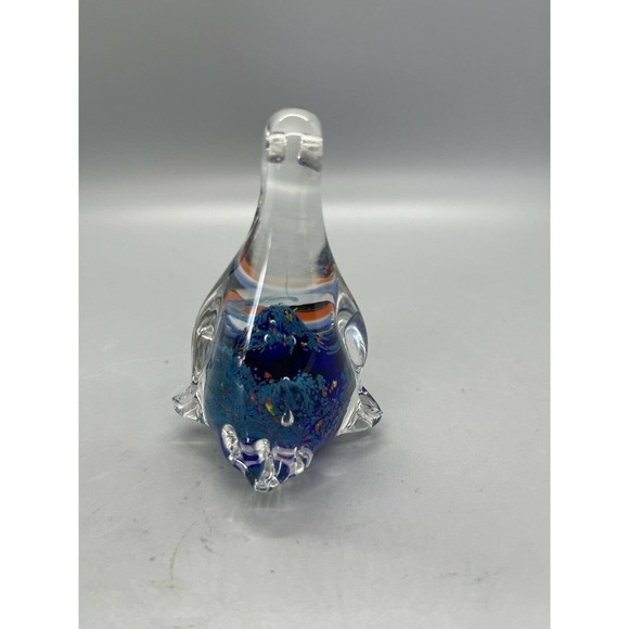 COOL Vintage Murano Style Cobalt Blue Art Glass Penguin with Aquarium Inside