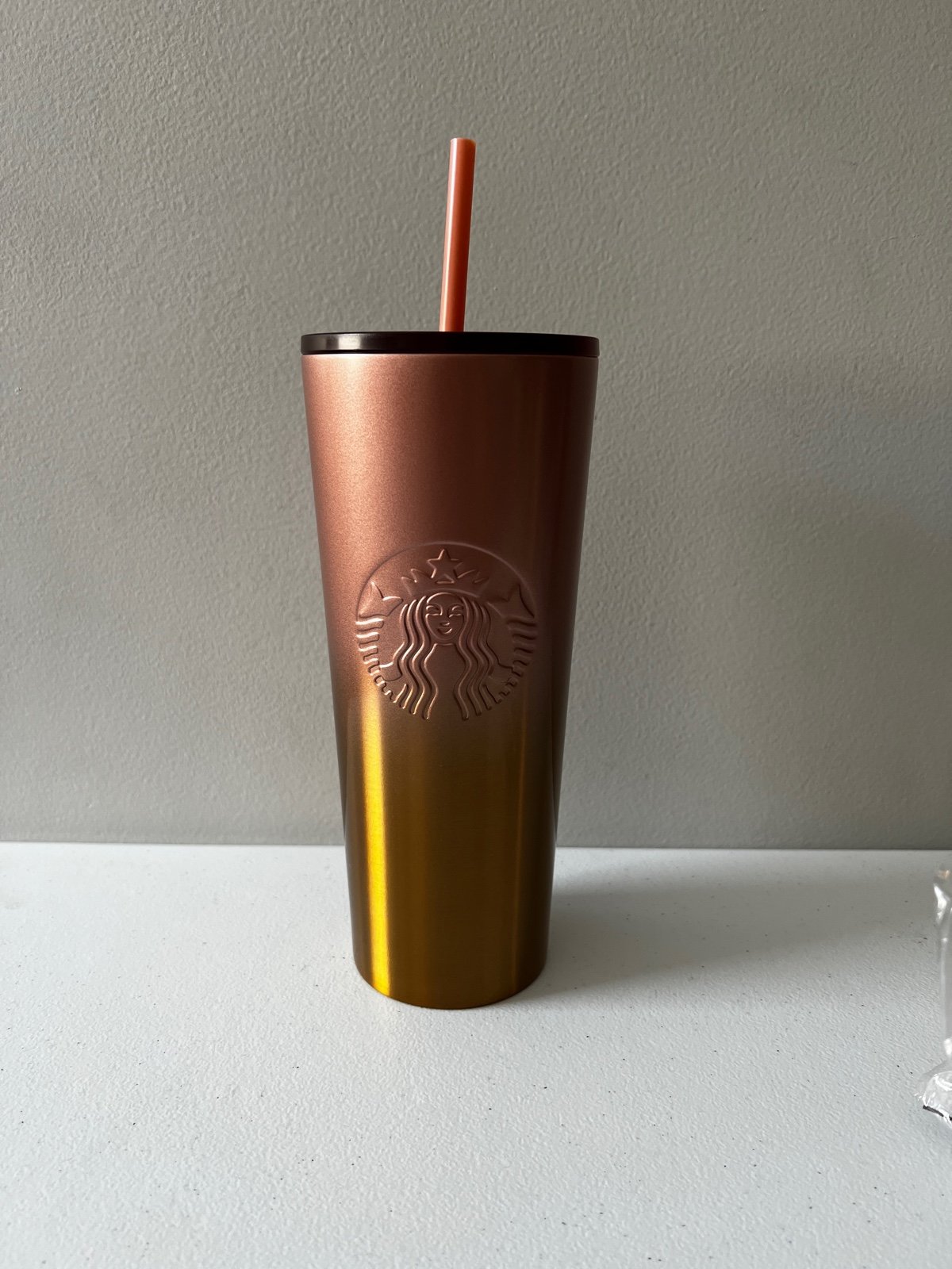 Starbucks Fall Pink Rose Gold Ombre Stainless Steel 24 Oz Cold Cup Tumbler New