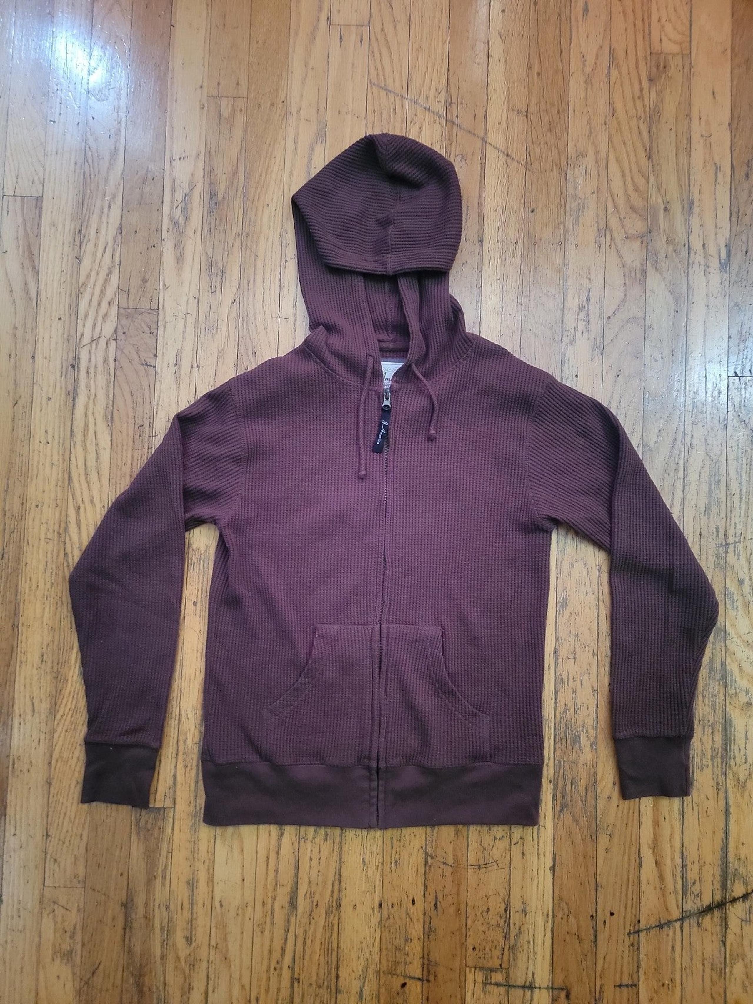 Women's J. AMERICA Thermal HOODIE Zip Sweater SWEATSHIRT Pocket HOODY Hooded