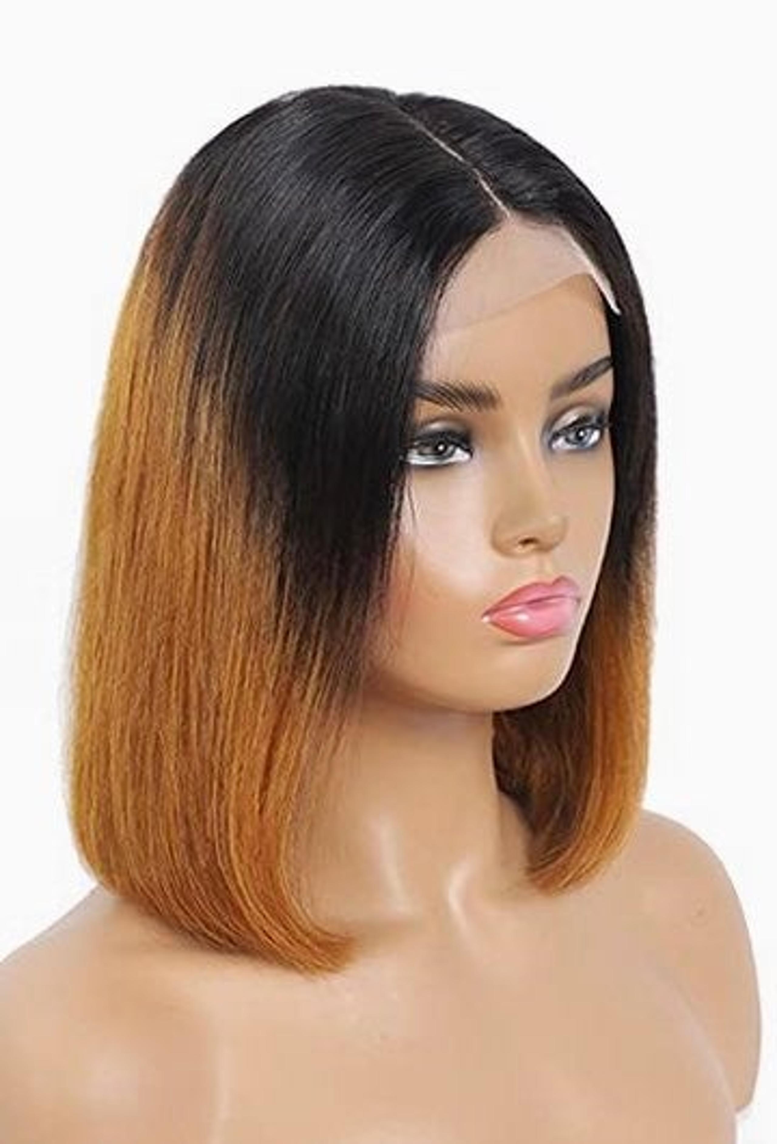 Kislemon ombre 1b/30 short bob wig 4*4 lace front human hair wig
