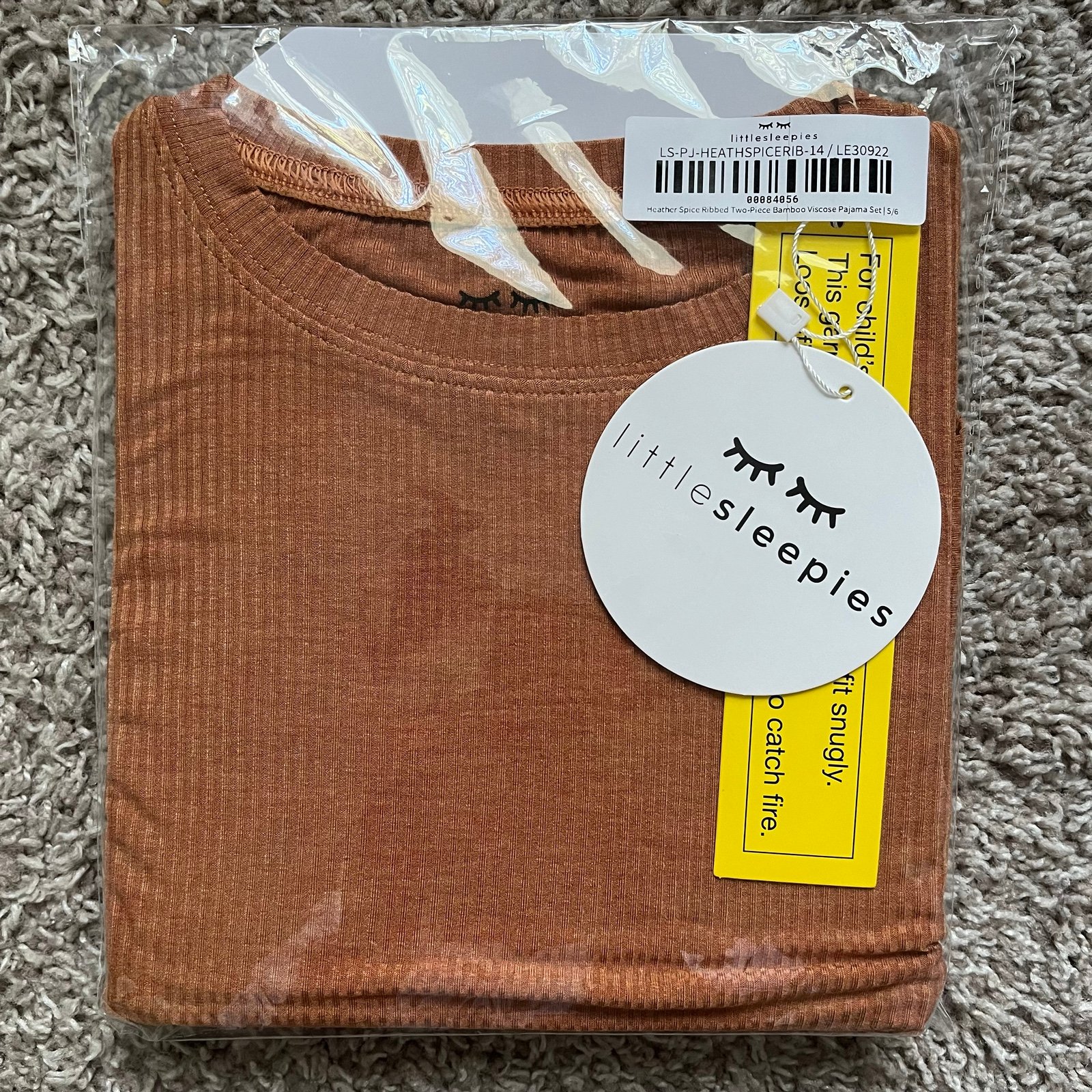 Little Sleepies Heather Spice Ribbed 2 piece long sleeve pajama set 5/6