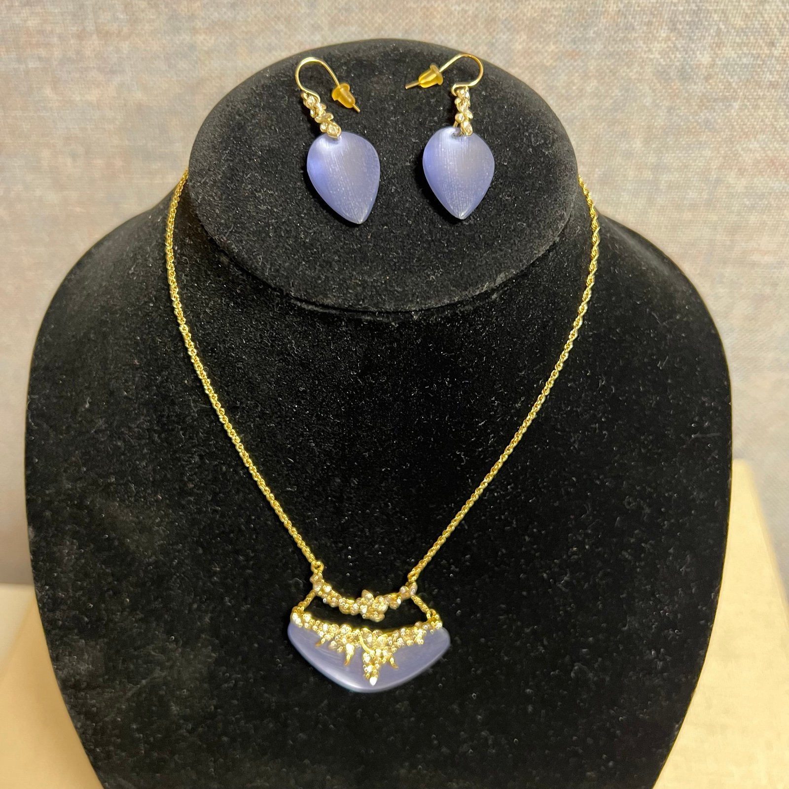 Alexis Bittar Crystal Lucite Necklace And Earrings Set