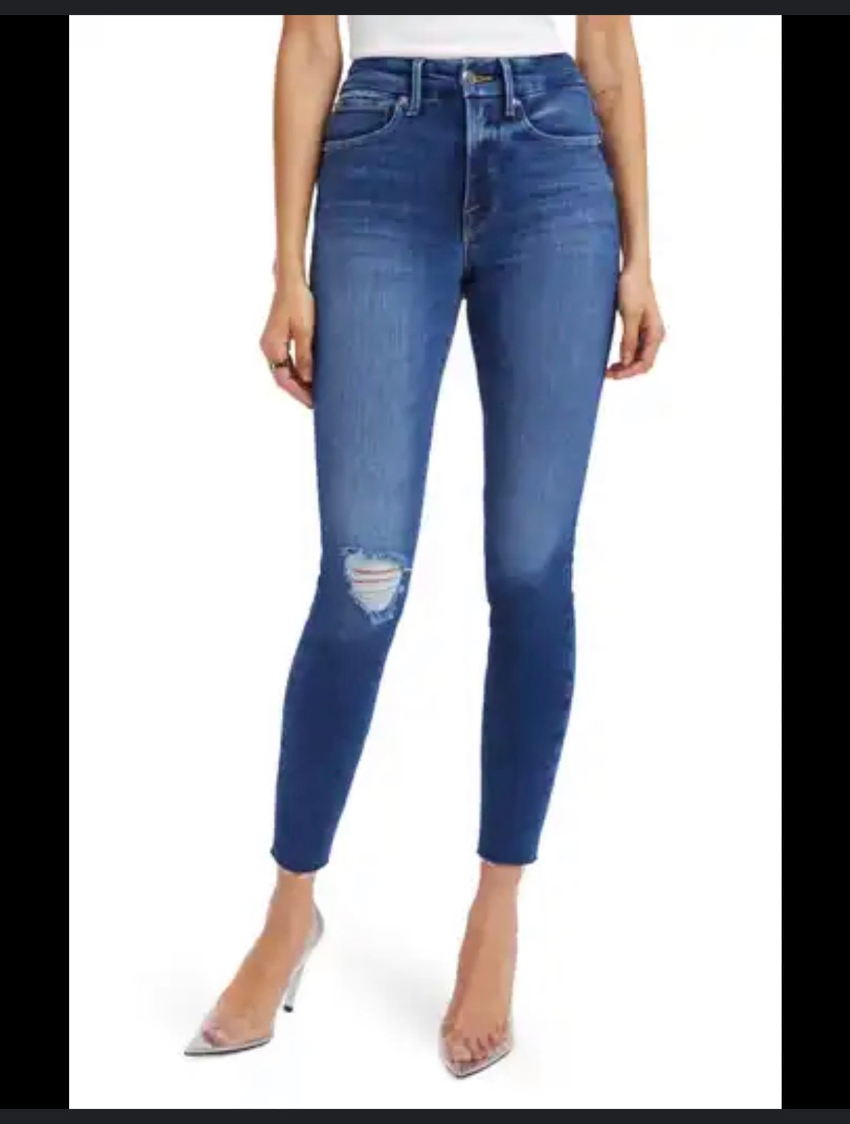 Good American Good Waist Skinny Cropped Jeans Size 6/28