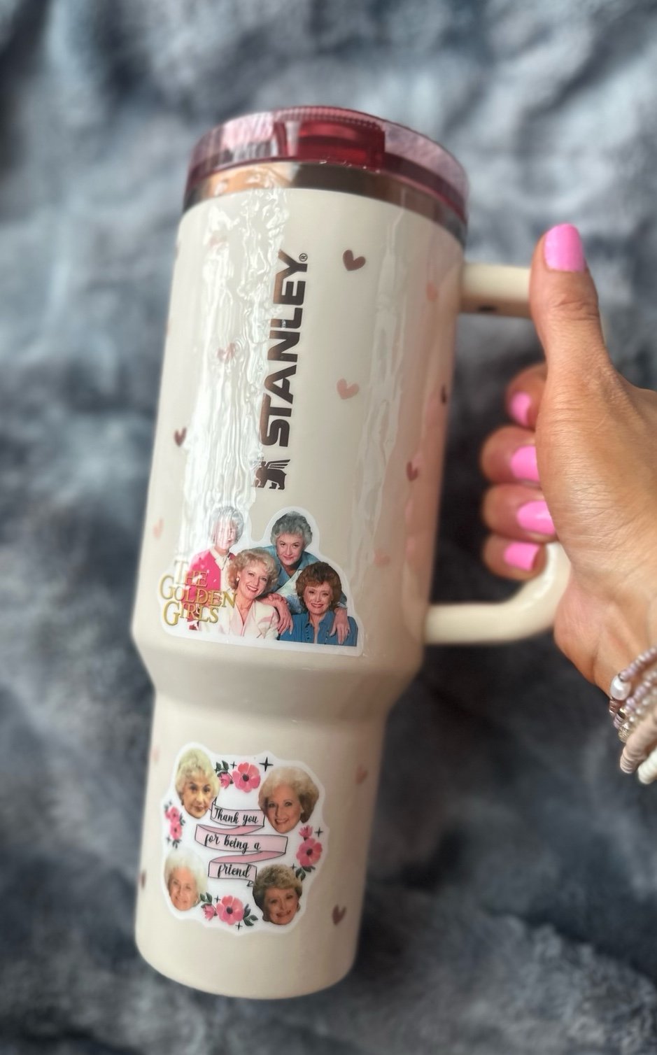 Stanley 40oz CREAM ROSE GOLD Custom “GOLDEN GIRLS” Protour Tumbler/BNWT/BNIB