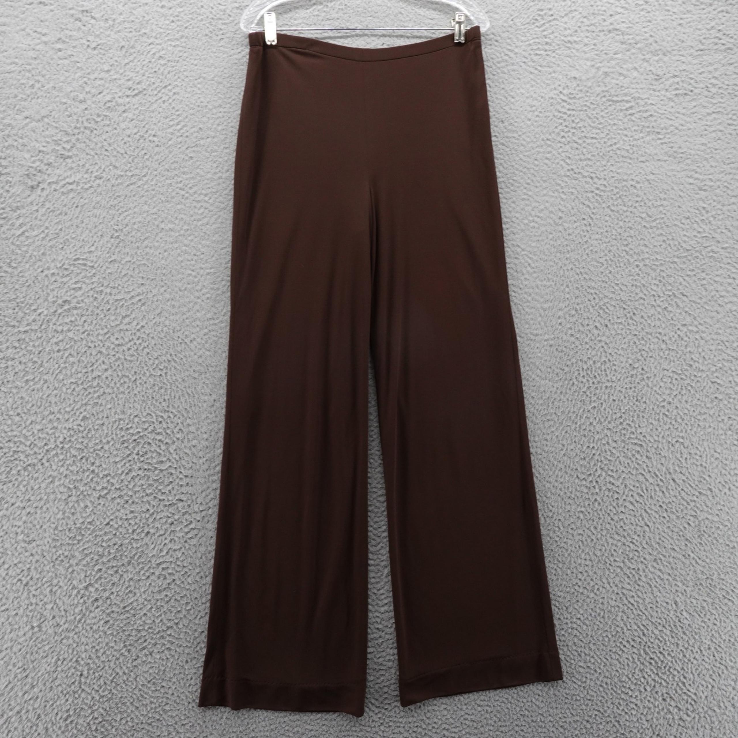 Lida Baday Wide Leg Pull On Trouser Pants Medium Brown Womens Stretch