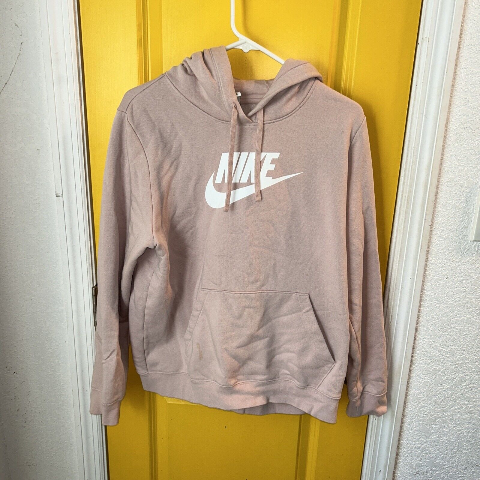 Nike Size Large Ladies' Club Fleece Womens Pullover Hoodie Pink