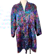 Victoria's Secret Gold Label Vintage Colorful Short Robe Purple Blue Red SMALL