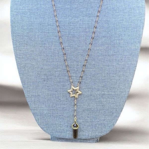 NWOT New Aviva Stanoff Smoky Brown Quartz Crystal Star Pendant Necklace