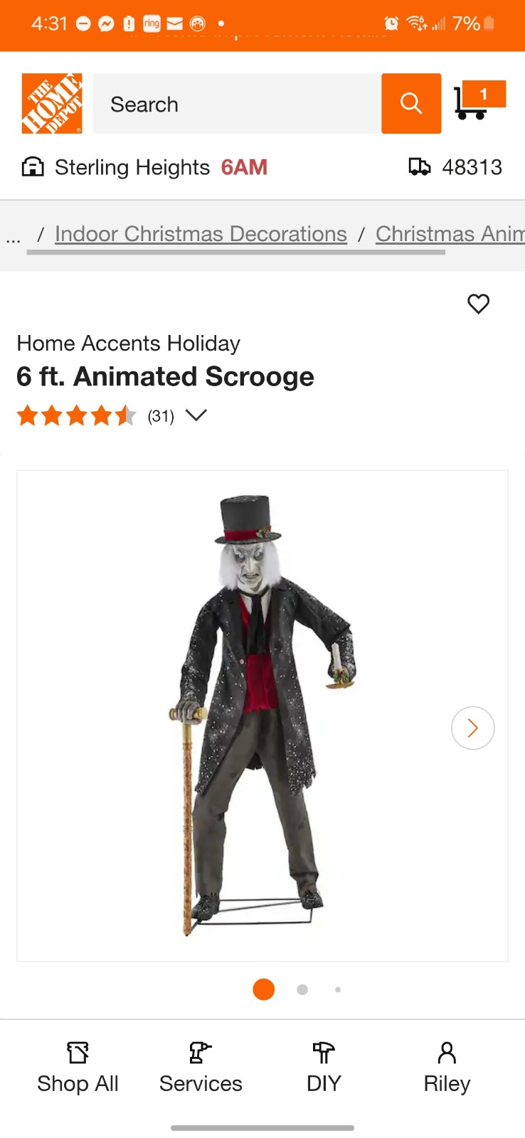 Home Accents Holiday 6 ft animated Scrooge