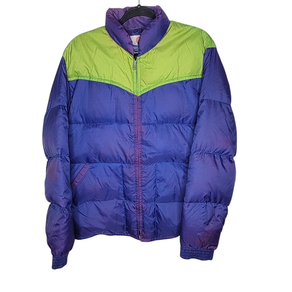 Vintage 70s Sunshine Down Insulated Down Ski Puffer Jacket in Violet Green