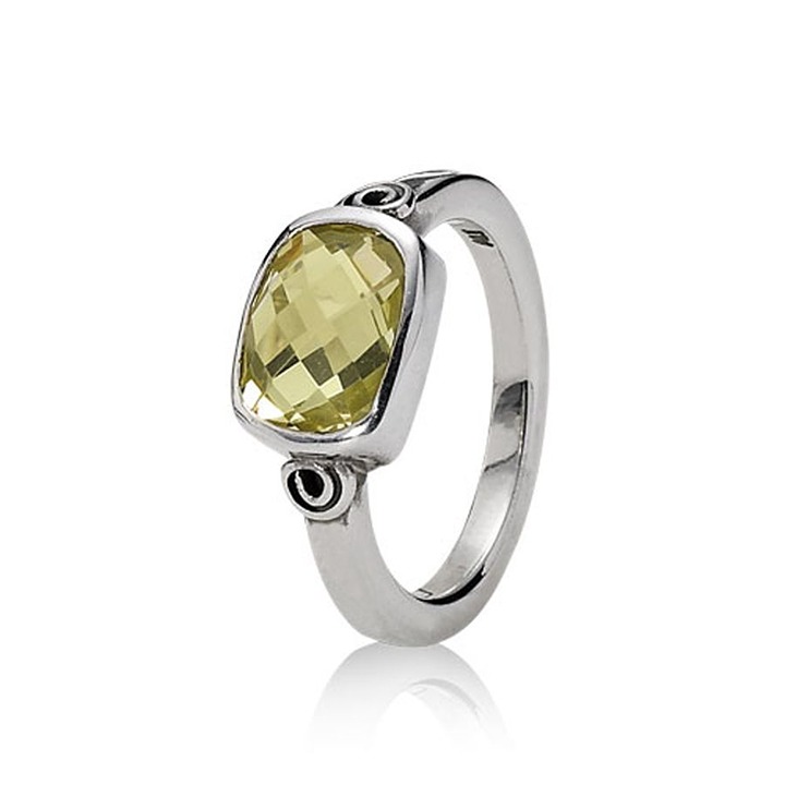 Authentic PANDORA Lemon Green Quartz Ring Size 6 - 190605LQ