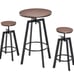3 Piece Industrial Adjustable Bar Table Set, Bar Height Bistro Table and Swivel