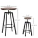 3 Piece Industrial Adjustable Bar Table Set, Bar Height Bistro Table and Swivel