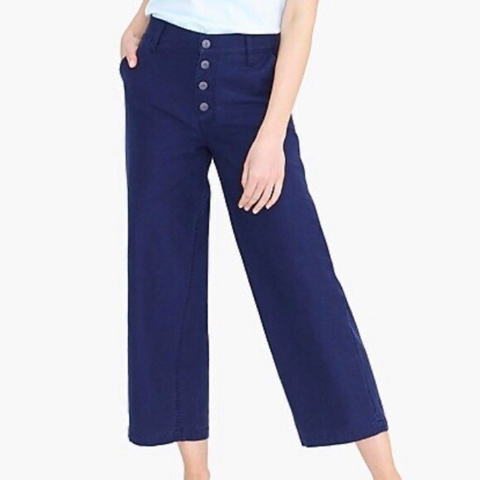 J CREW navy blue sailor wide leg button fly pants sz 31
