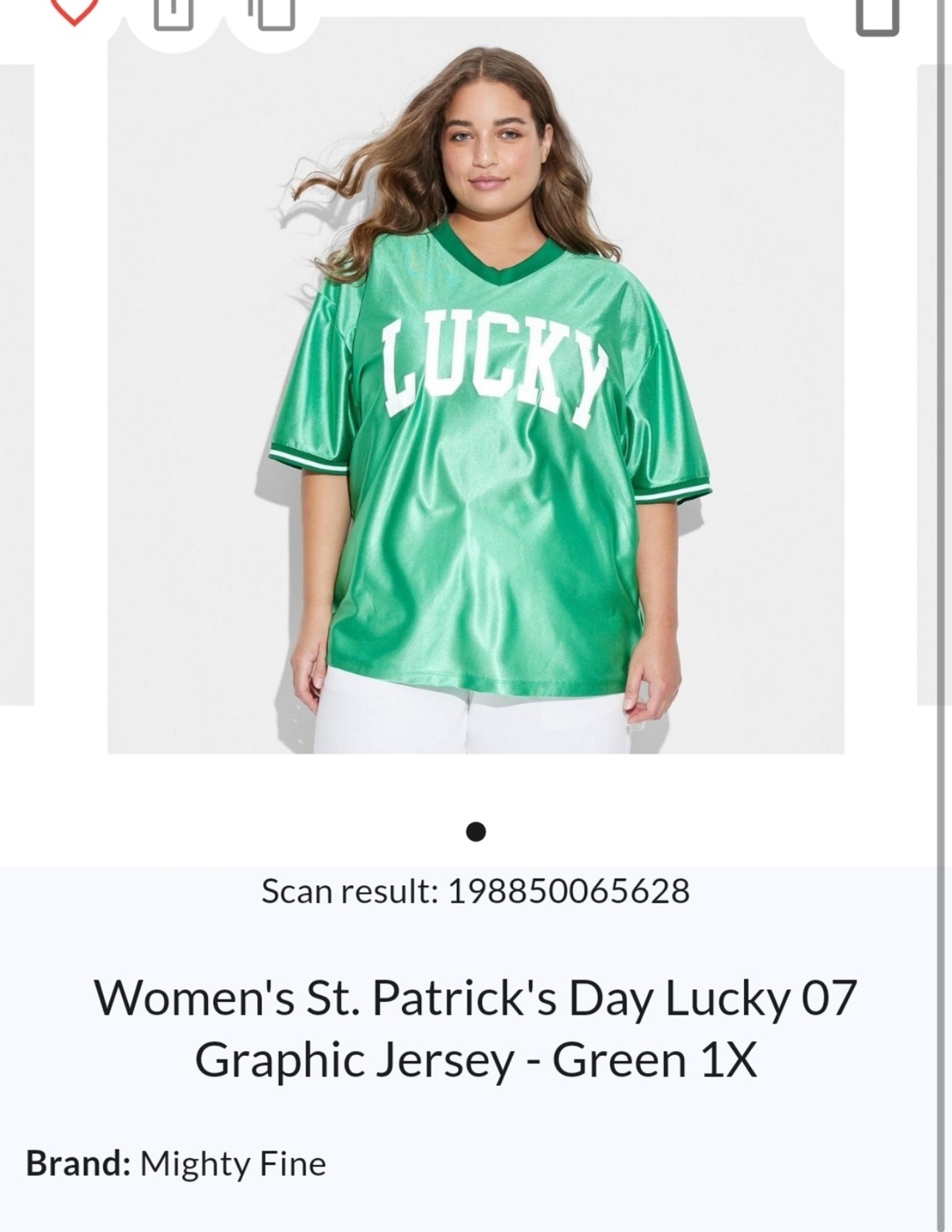 Women's St Patrick Day Lucky 07. Size 1x