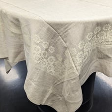 Pure Linen Tablecloth with Camomiles, Jacquard, square 70 inches, Exclusive. New