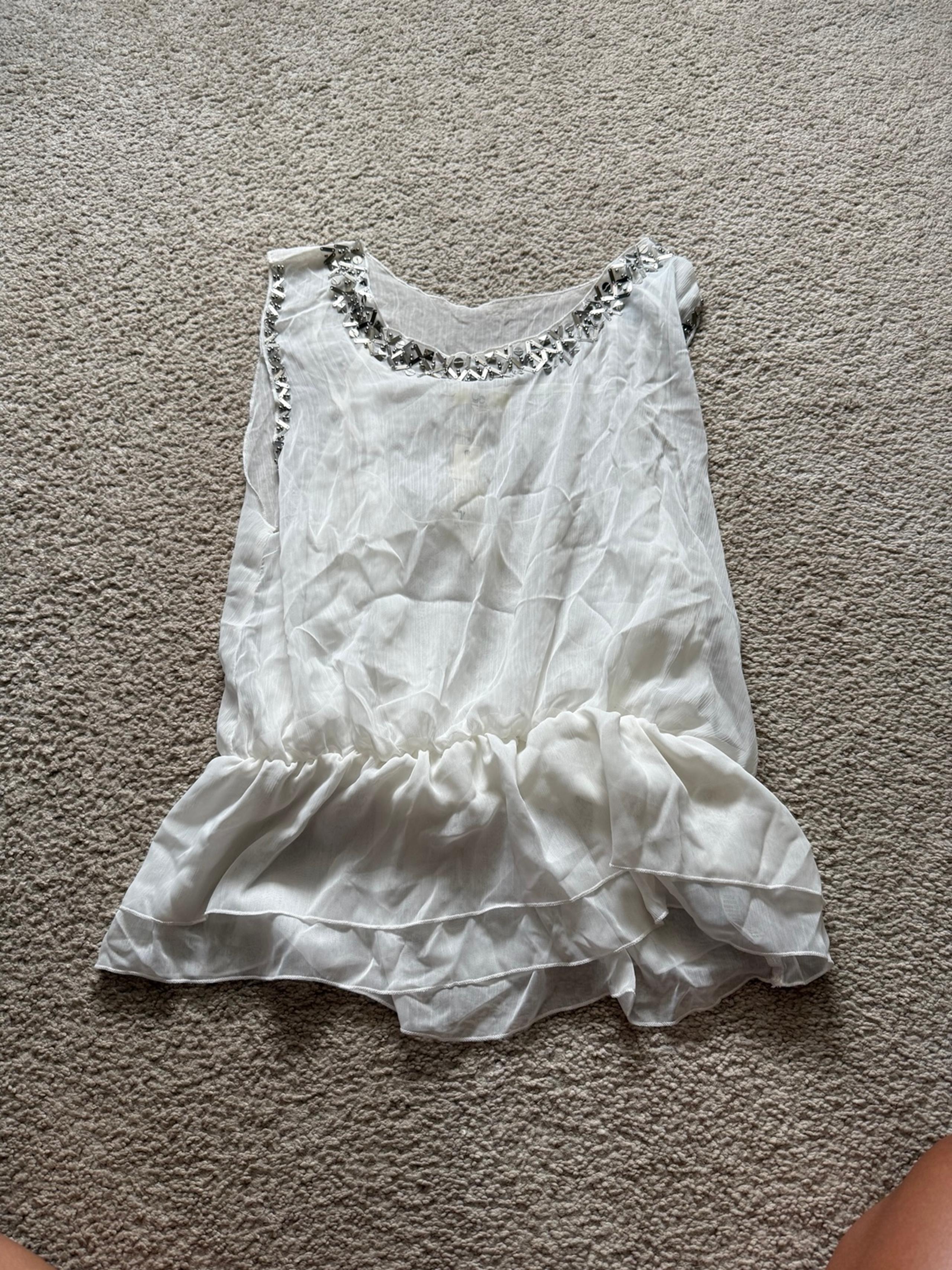 white sheer sequin tank