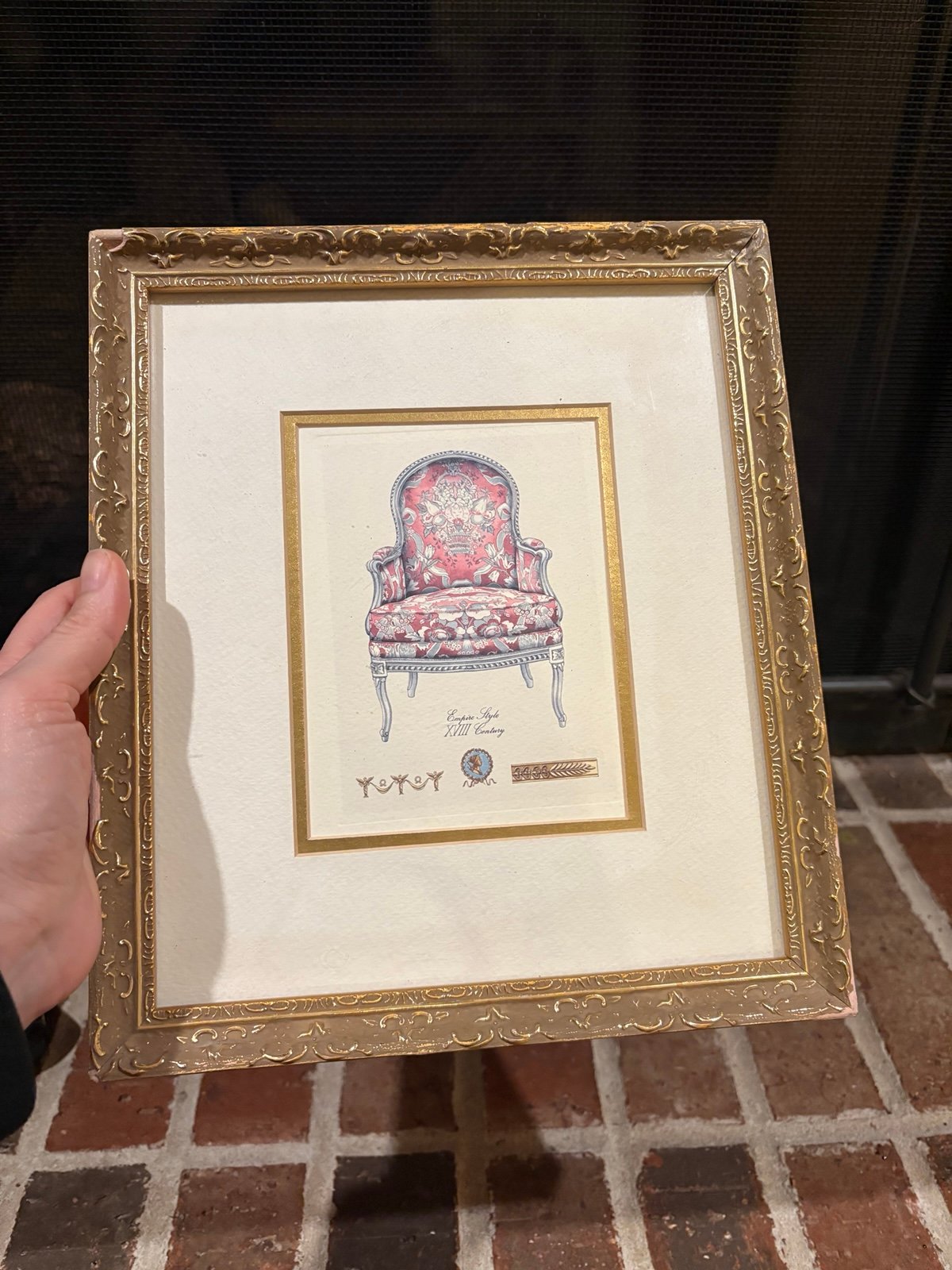 Stunning vintage gold ornate wooden framed print artwork 9x10.5”