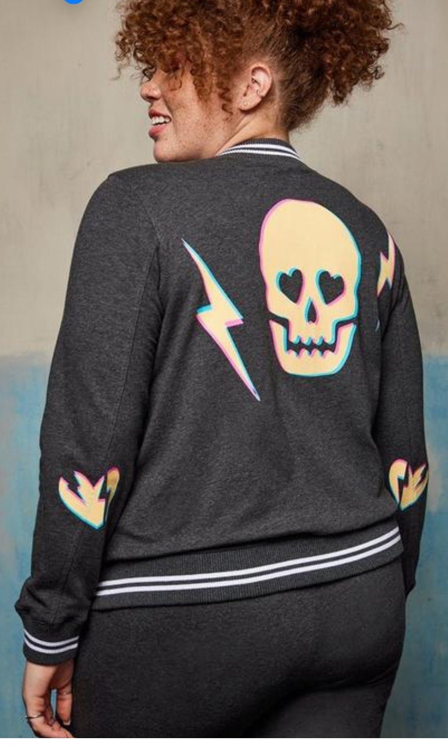 Relaxed Bomber Jacket - Everyday Fleece LoveSick Skull Bolt Charcoal Heather
