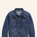 Jean jacket/swim trunks combo