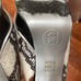 Bebe Zahara, black & white snake, open toe sling back platform stilettos, size 8