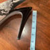 Bebe Zahara, black & white snake, open toe sling back platform stilettos, size 8