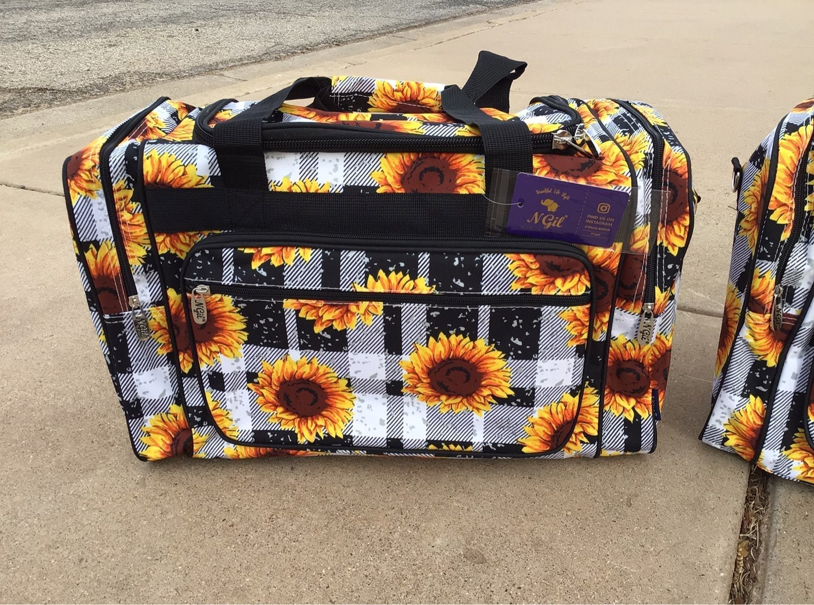 Large Sunflower Plaid Dufflebag