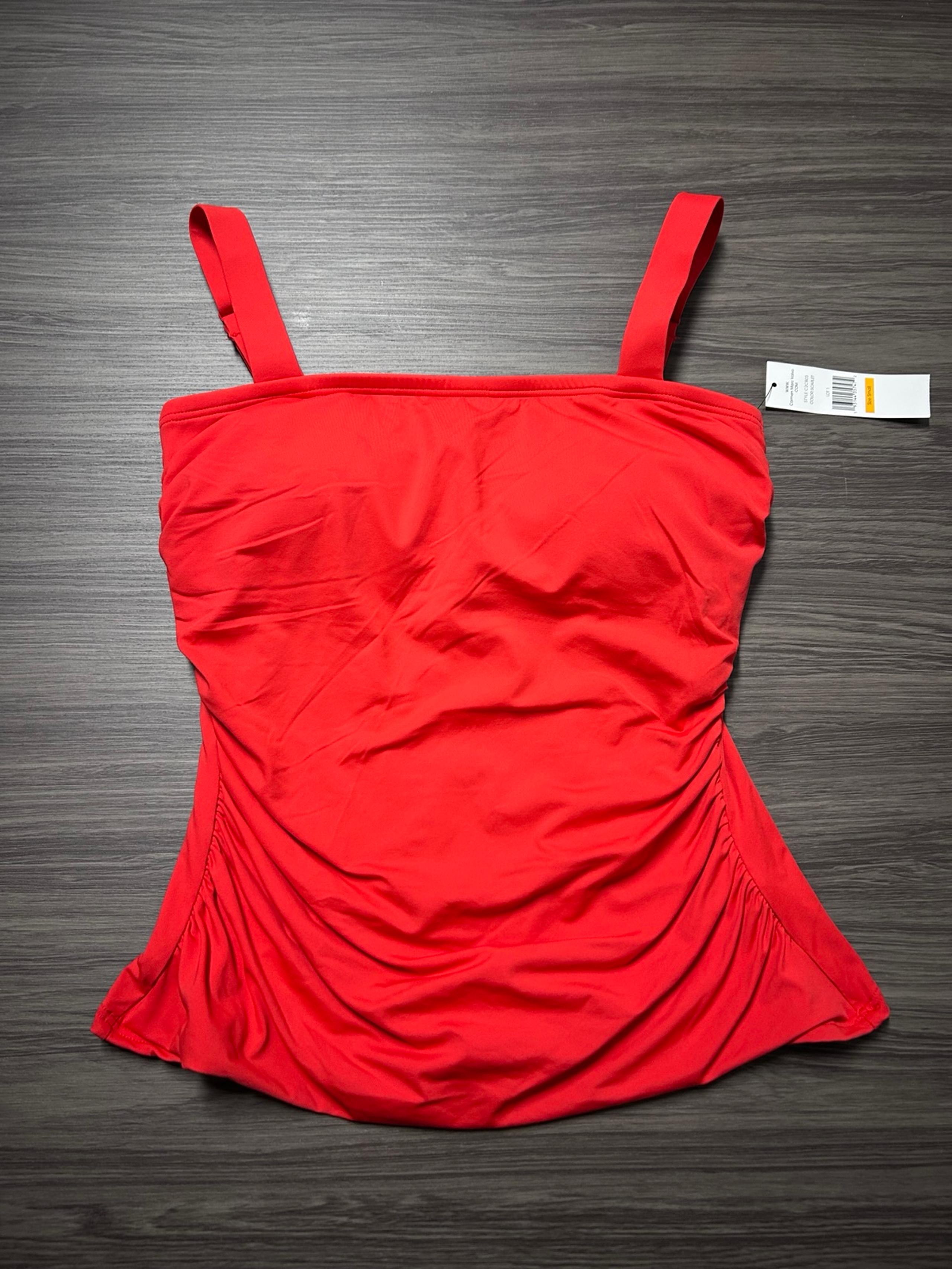 Carmen Marc Valvo Runched Scarlet Swim Top Size Small NWT