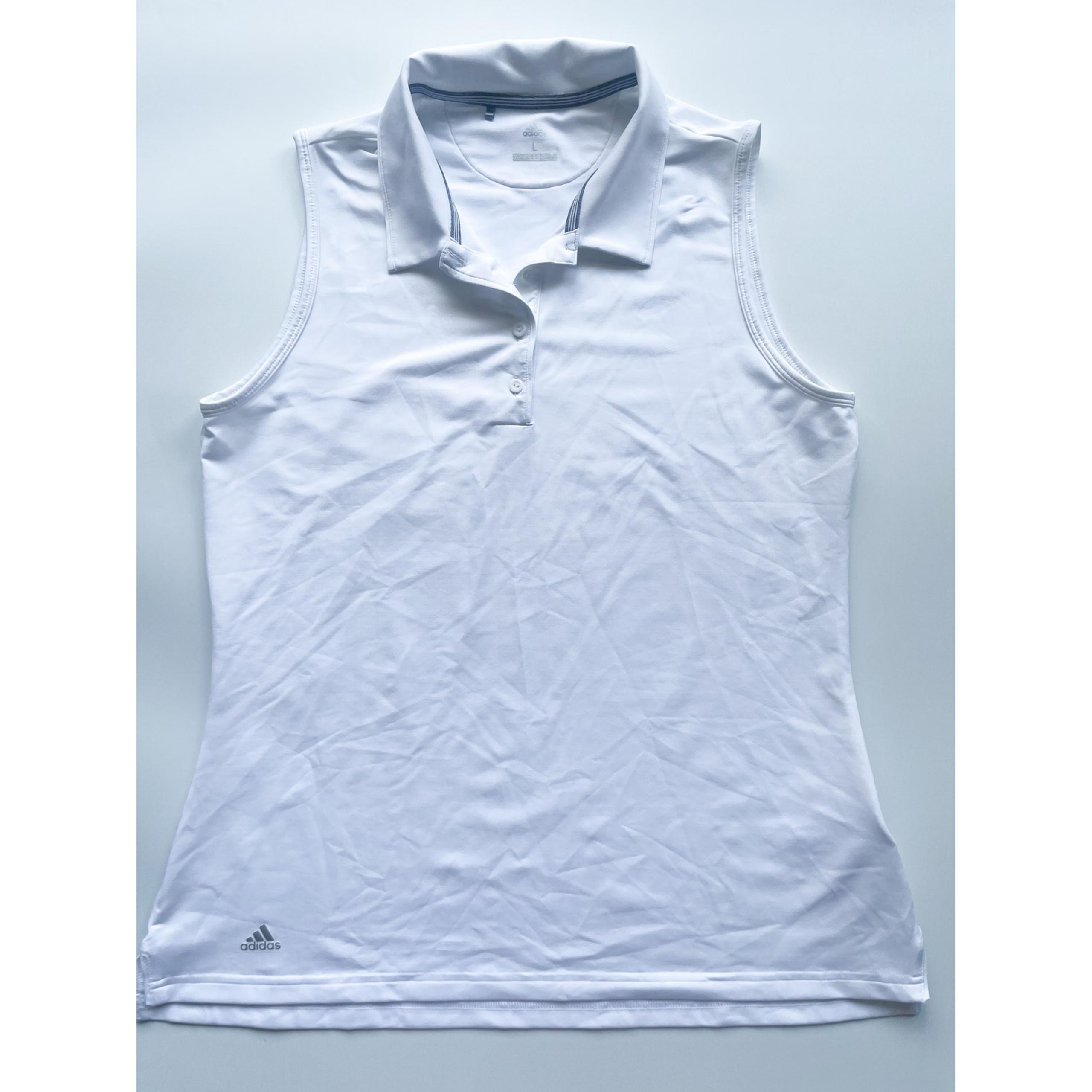 Women's Golf White Sleeveless Polo Shirt Size Large - Adidas