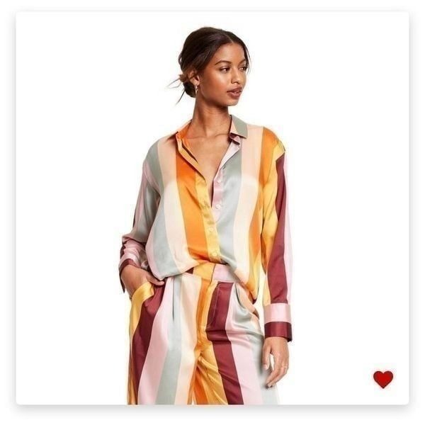 Fe Noel X Target Vertical Striped Button Down Shirt NWT XXL
