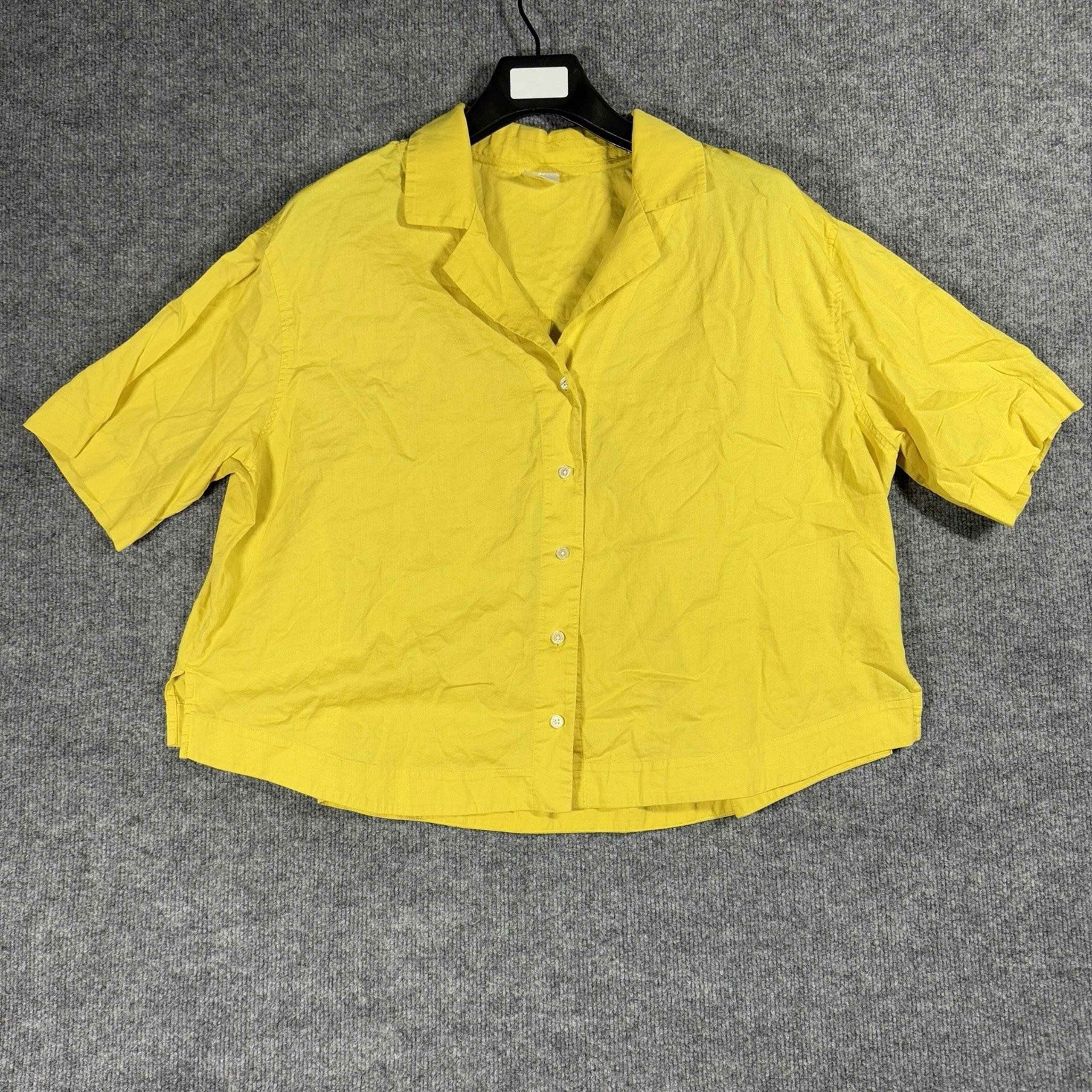 Soma Jersey Knit Sleep Shirt Womens XL Yellow Short Sleeve Pajama Top Button