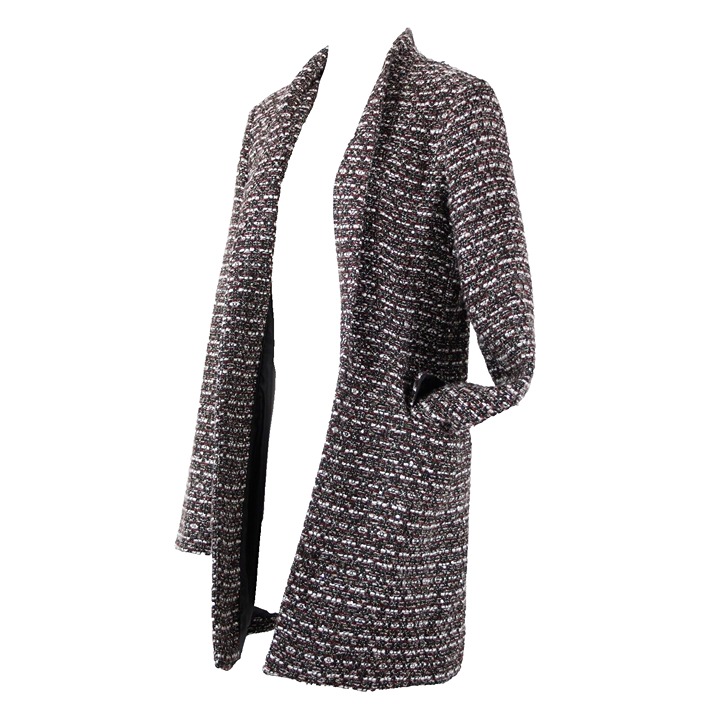Calvin Klein NEW 149 Sz 4 Black White Burgundy Lined Poly Metallic Coat