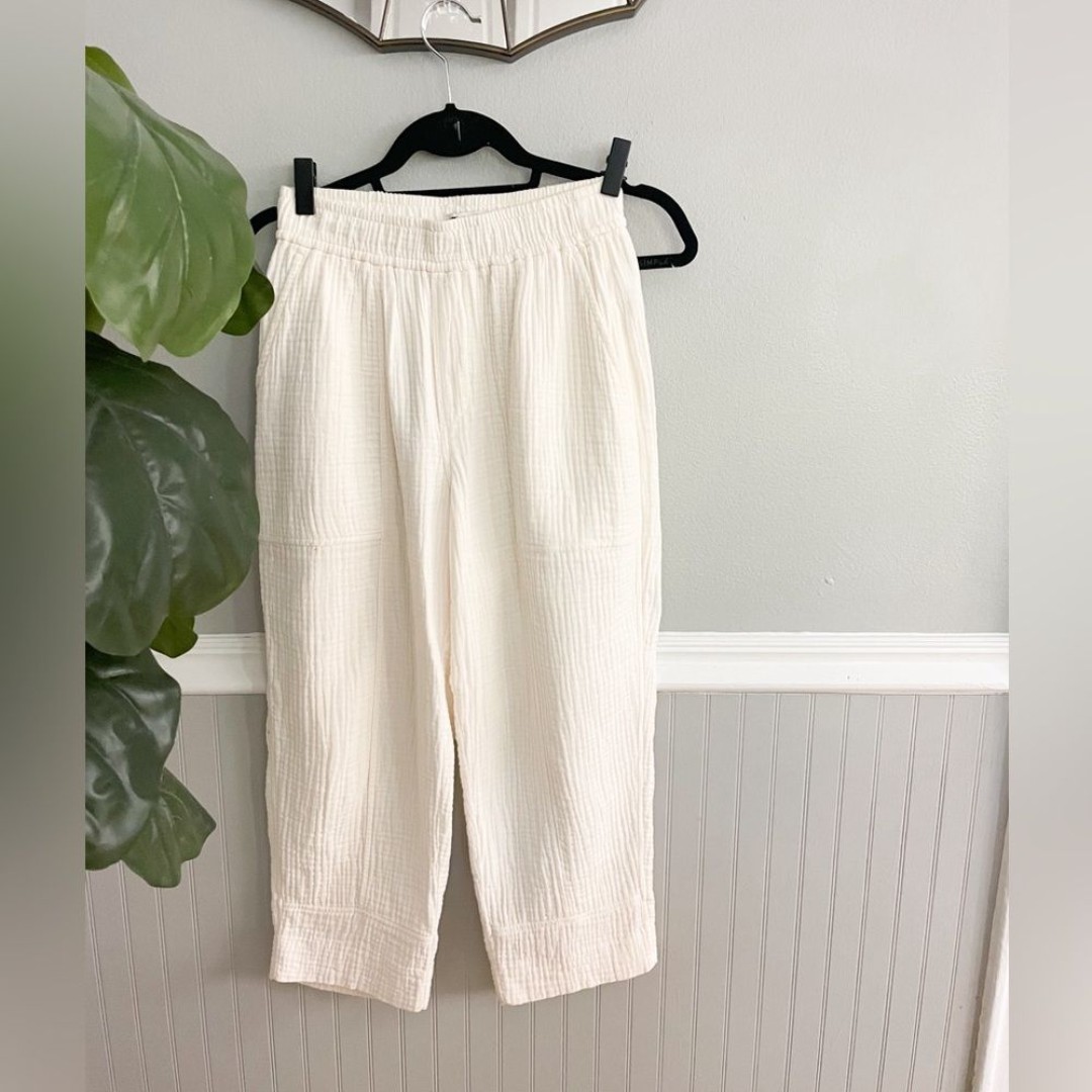 Madewell Gauze Ivory Wide Leg Pants Women's Size XXS Petite