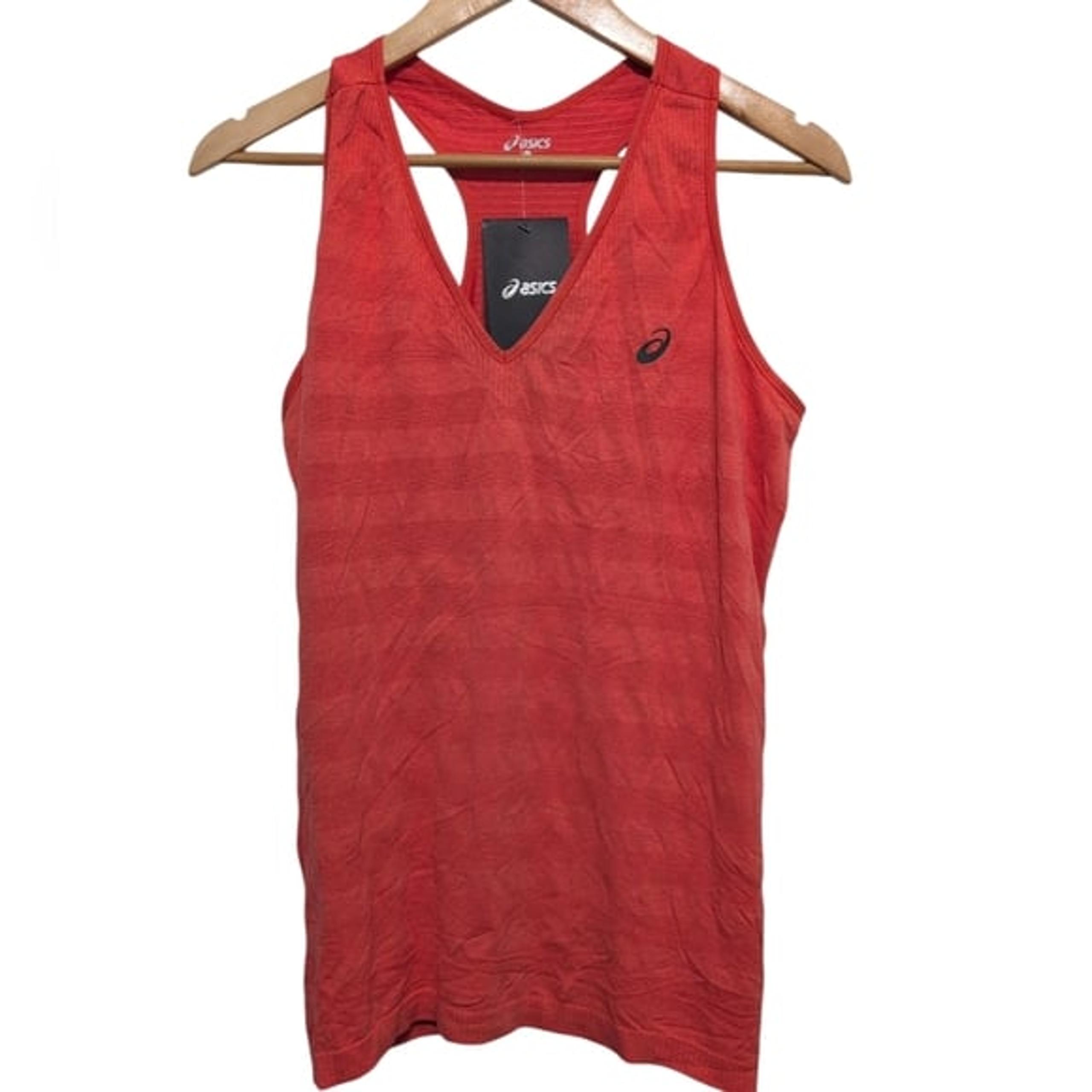 NWT ASICS Red Orange Running Workout Athletic Seamless Tank Top Women's Large