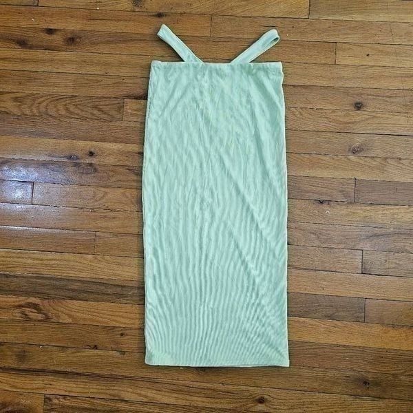 Naked Wardrobe Women Midi Skirt Size M Pencil Green Skirt